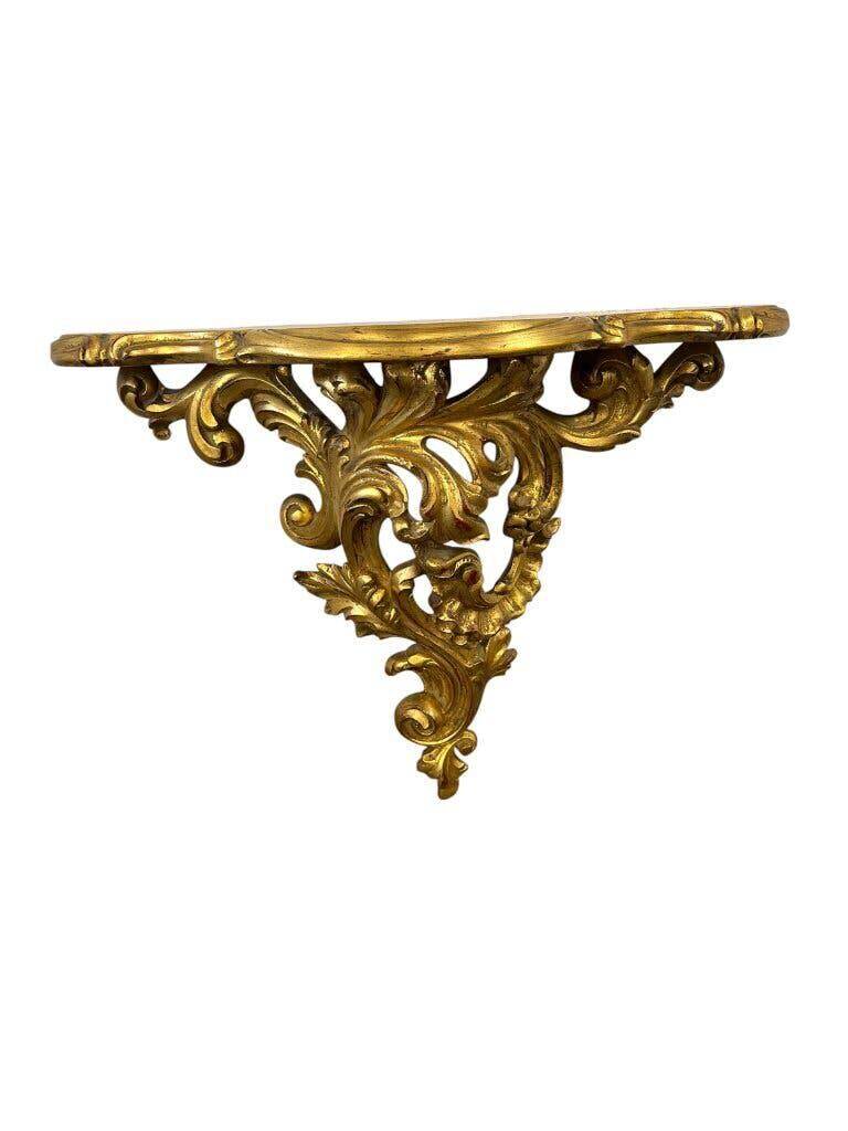 Baroque vintage gold wall-mounted console/table.