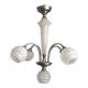 French Art Deco chandelier in silver-finished brass with 5 lights, Clichy white glass 4456.
