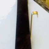 Vintage brass and wood hanging wall shelf