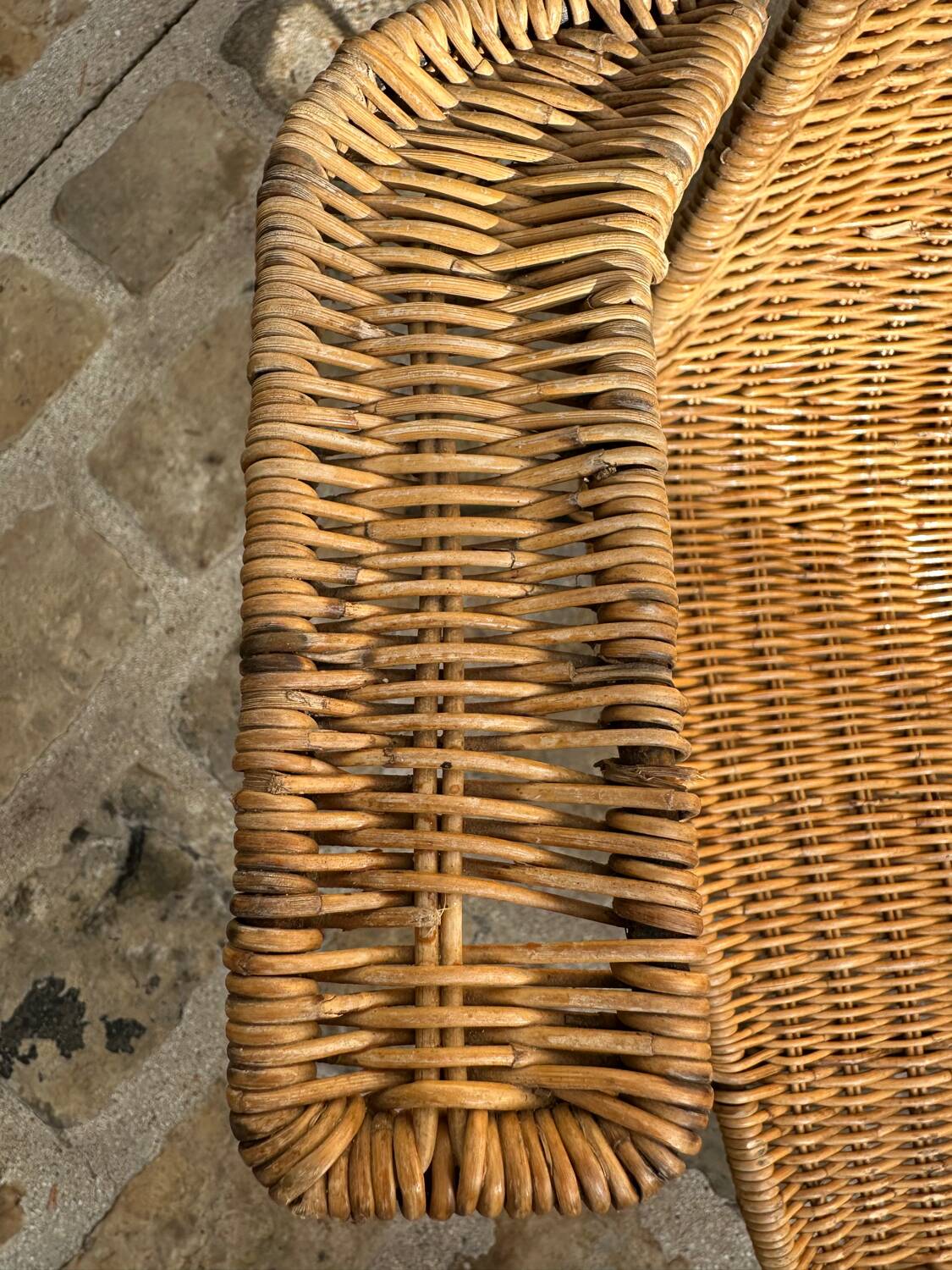 Paire de fauteuils en rotin et métal -1950/1960