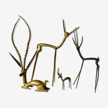 Lot of 4 bronze antelopes