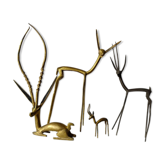 Lot of 4 bronze antelopes