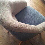 Chair organic 50s Danish blue and beige