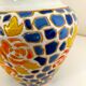 Mosaic vase signed floral decoration