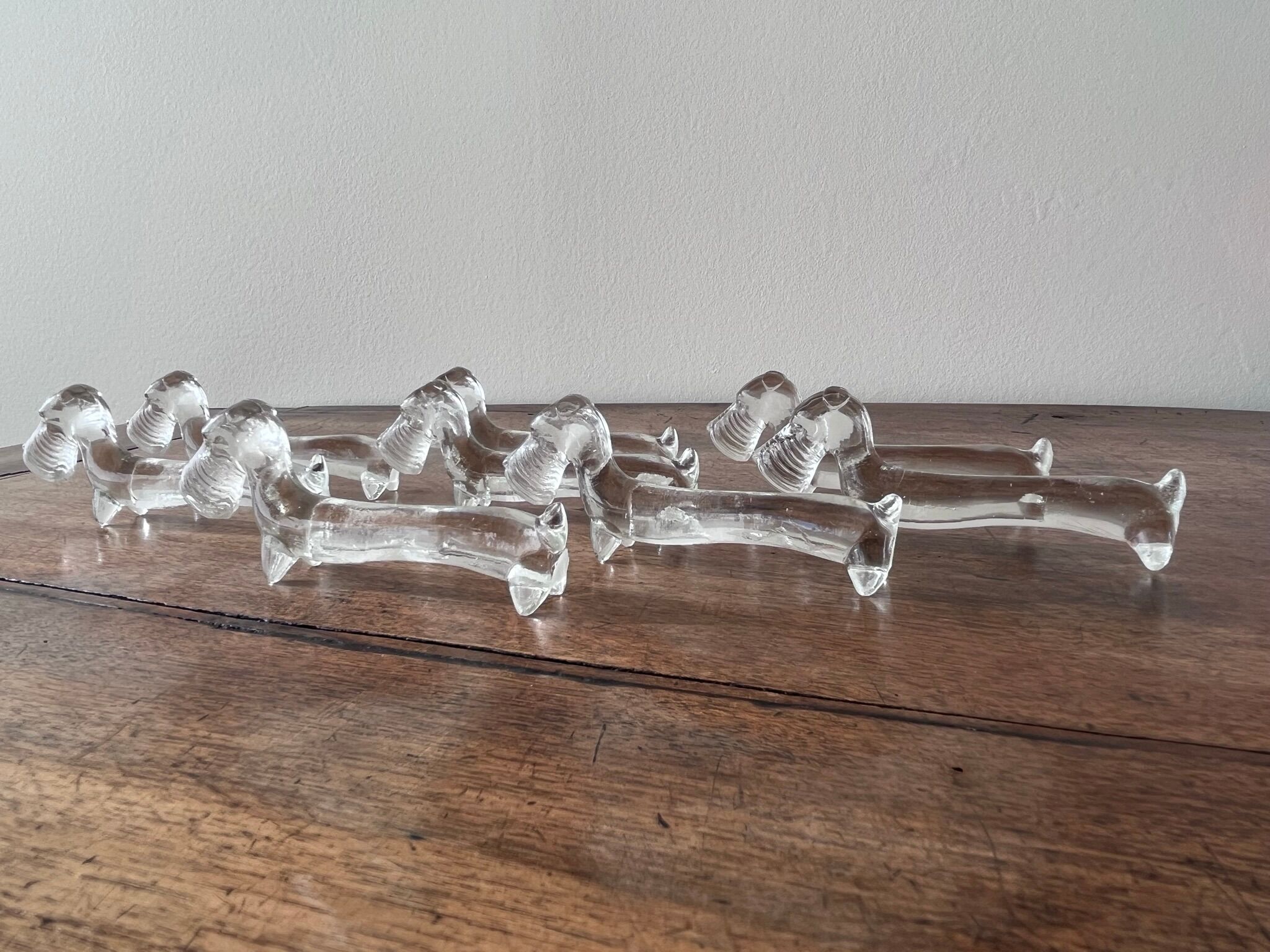 10 Fox glass knife holders 60s