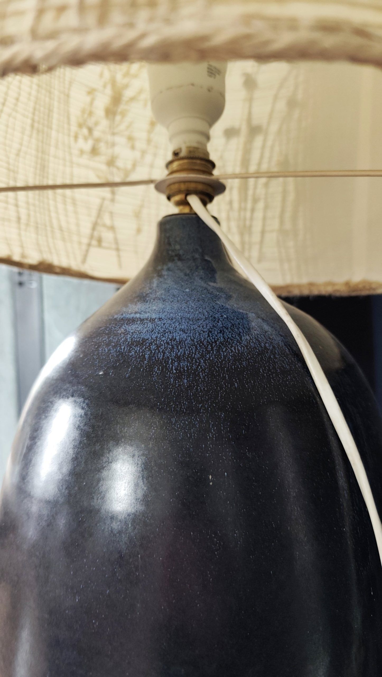 Vintage ceramic lamp, herbarium lampshade