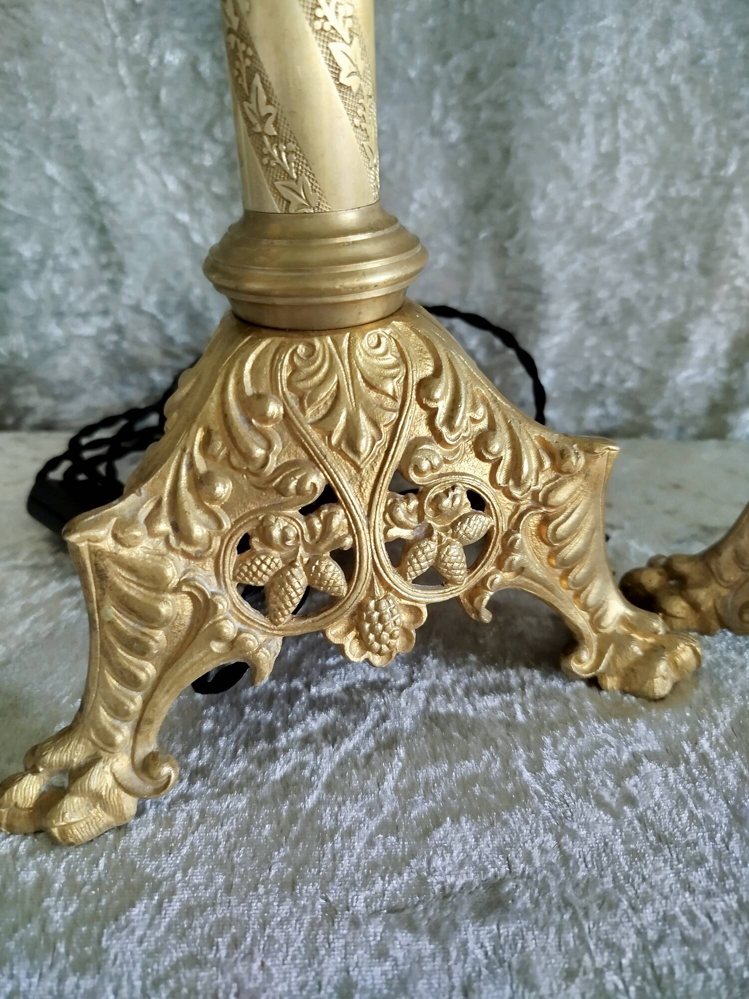 Pair of bronze candlesticks transformed into lamp bases