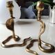 Pair of Zoomorphic candlesticks cobras, brass. Art Deco