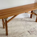 Folding bench in wood varnish vintage