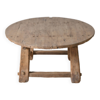 Xianping - Antique round coffee table in solid elm no. 3