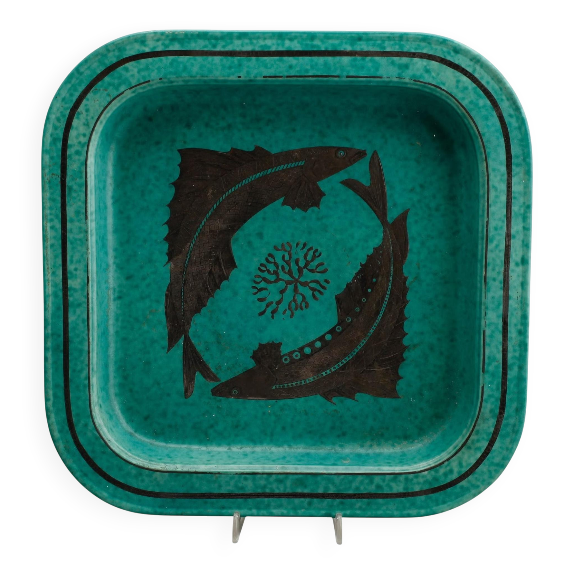 Wilhelm Kage plate in ceramic "Argenta" Gustavsberg Sweden 1950s. Marked.