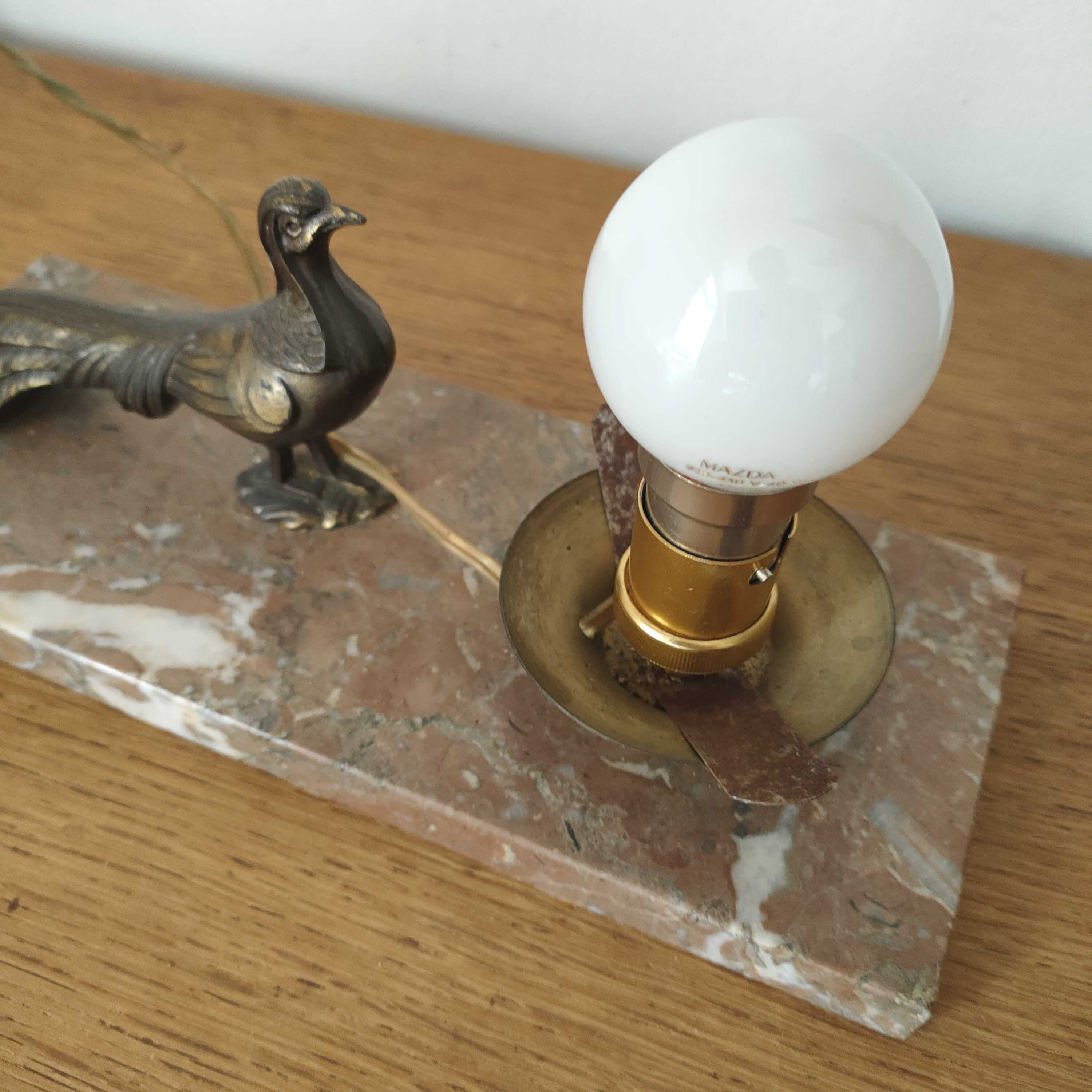 Art deco lamp bird and glass globe