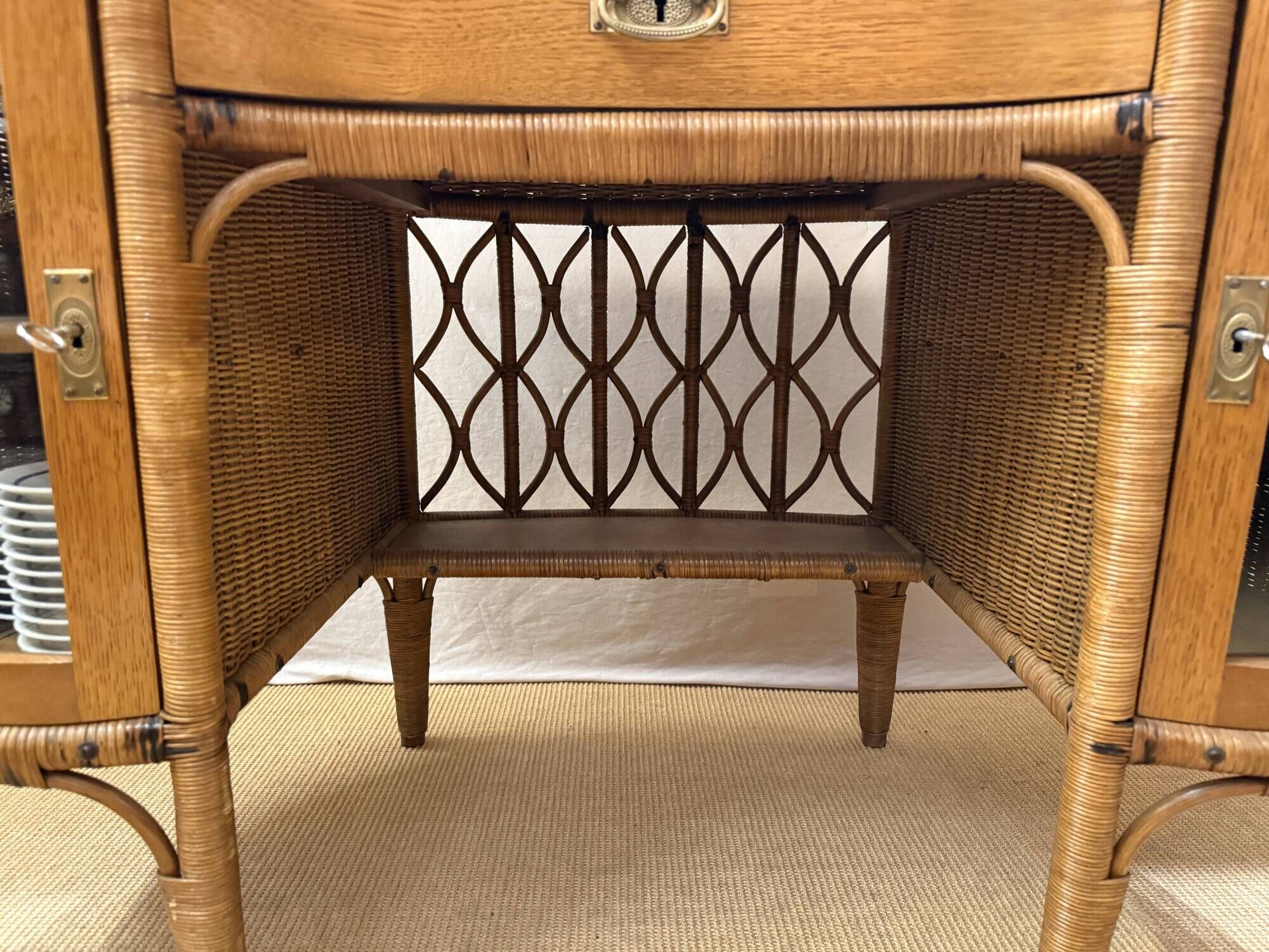 Art Nouveau Ladies' Writing Desk in Oak & Rattan, circa 1910