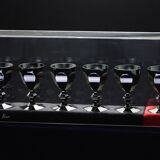 BOX OF 6 HARCOURT BLACK CRYSTAL GLASSES BY BACCARAT FROM STARK