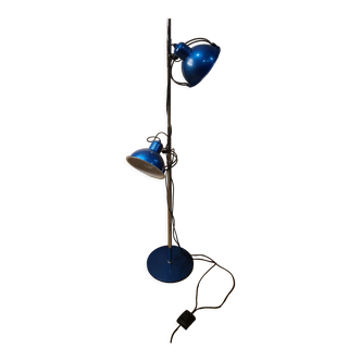 Adjustable floor lamp blue metal and chrome