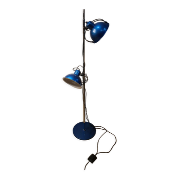 Adjustable floor lamp blue metal and chrome