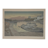 Lithograph by Henri Rivière The Pont des Saints-Pères and the Louvre