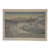 Lithograph by Henri Rivière The Pont des Saints-Pères and the Louvre