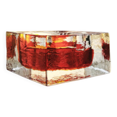 Cendrier carré en verre de Murano uranium fait main des années 1960 par Mandruzzato