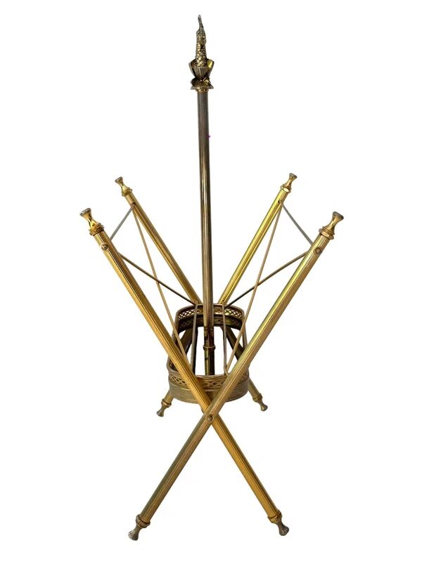 Vintage brass magazine rack with decorative fish – 1950s/60s