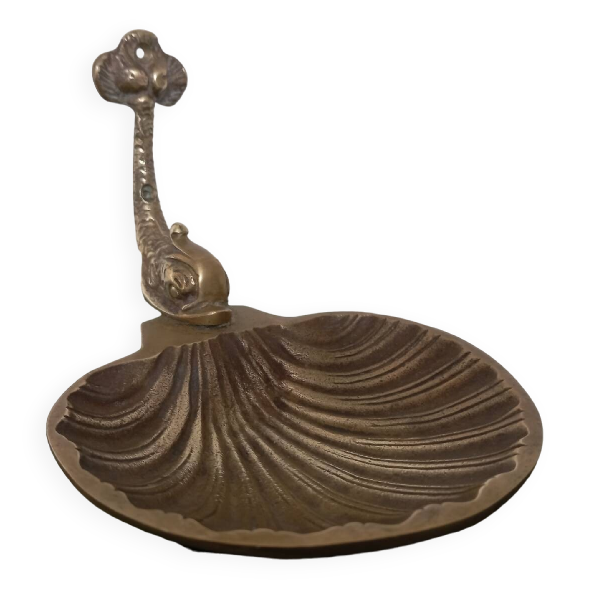 Brass shell wall soap dish, mid-20th century