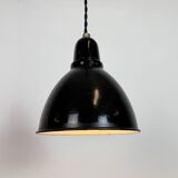 Small Industrial Black Enamel Ceiling Lamp, 1950s