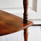 Rustic turned wood corner shelf