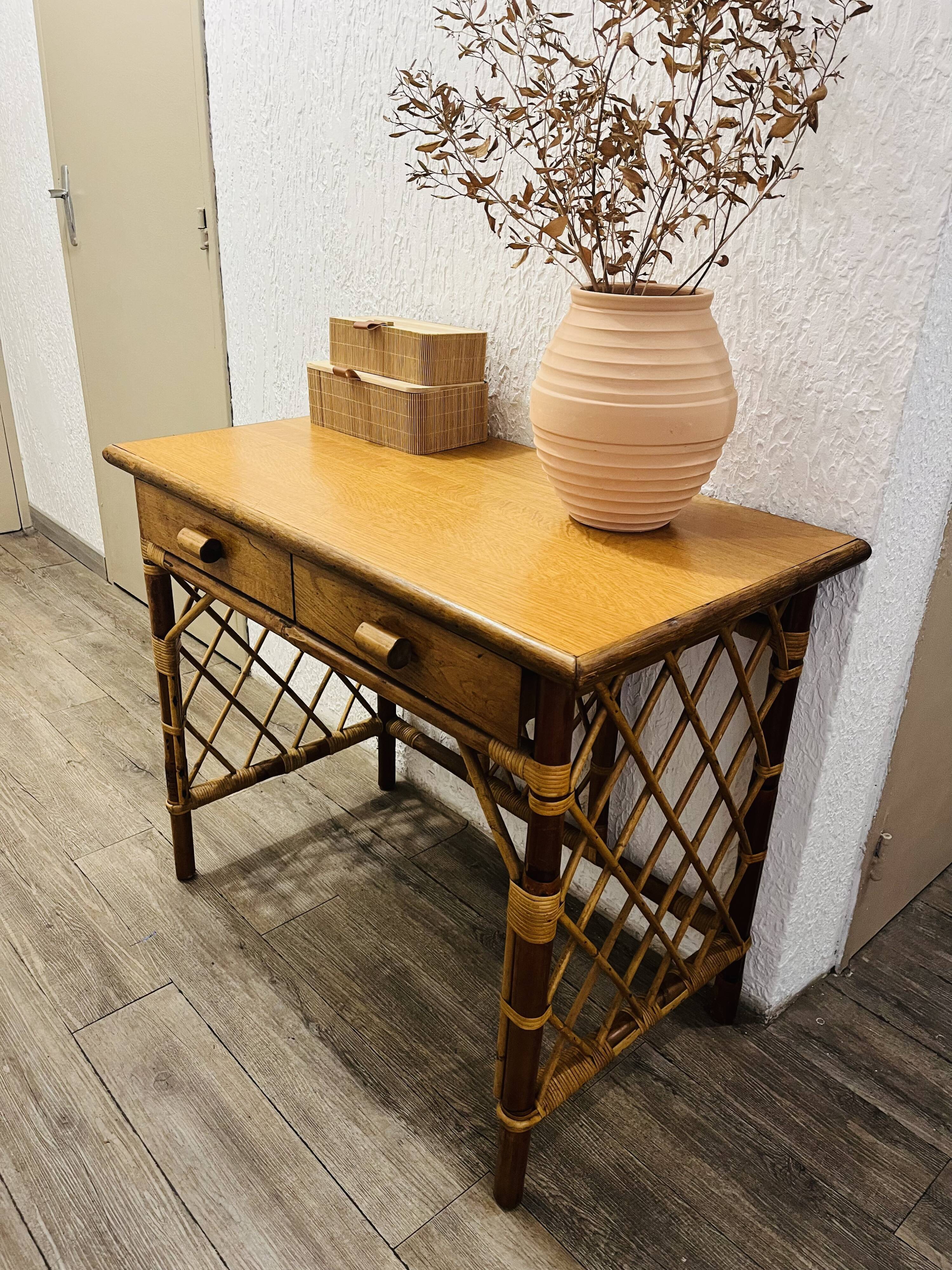 Vintage rattan desk