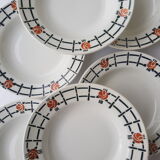 Set of 6 old St Amandinoise St Amand vintage soup plates
