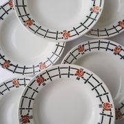 Set of 6 old St Amandinoise St Amand vintage soup plates