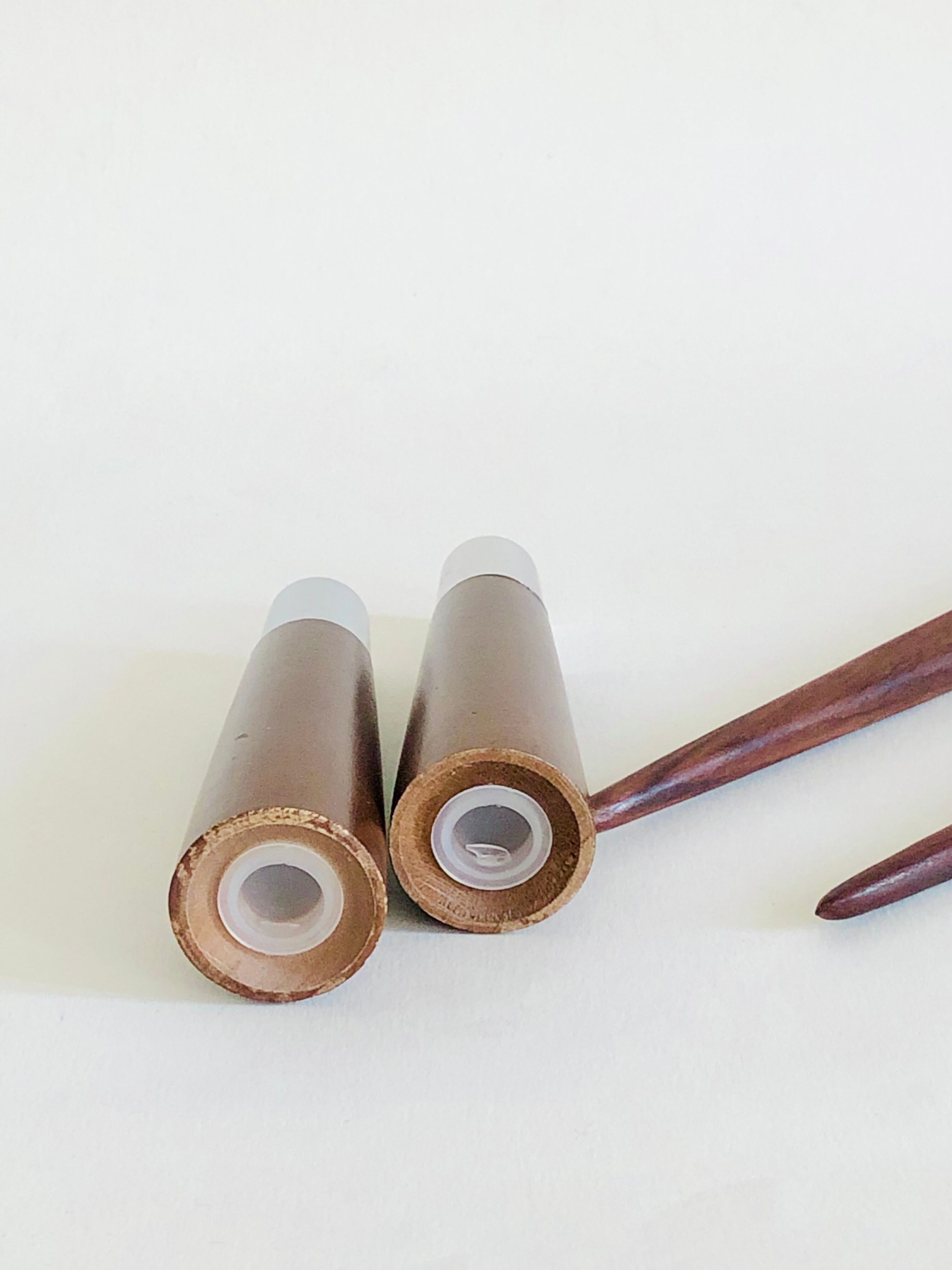 Set of Scandinavian salad cutlery, salt and pepper shaker in teak and steel