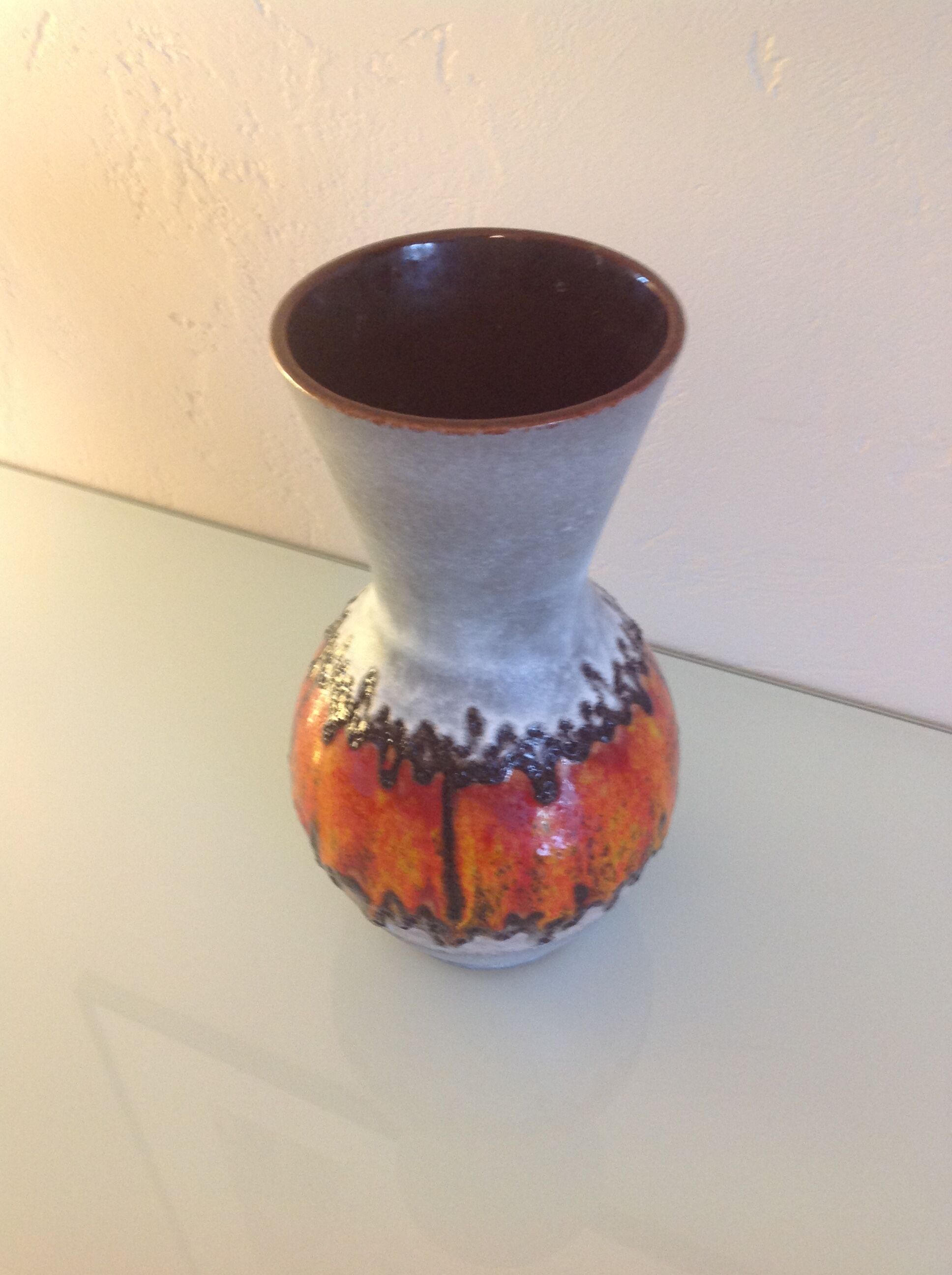Gray and Red 60s/70s ceramic vase