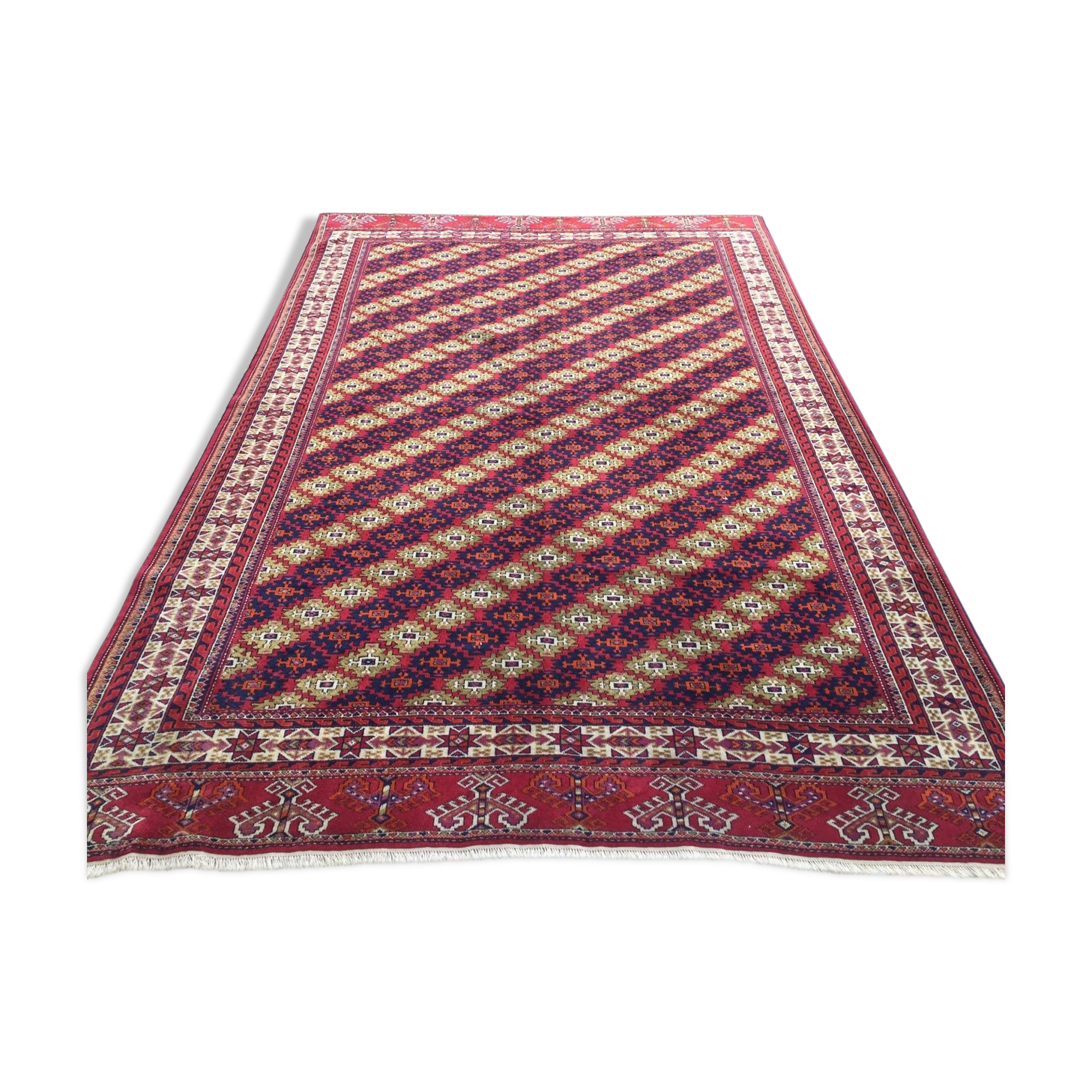 Fine Antique Turkmen Rug Wool Oriental Hand Made Rug 245x162cm Persian Vintage