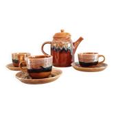 Hawaiian decor coffee service from the Sarreguemines faience factories / vintage 60s-70s