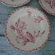 7 gien pink cactus model 6 plates - 1 hollow old