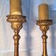 Pair of ancient carved gilded wood candlesticks - 18th century