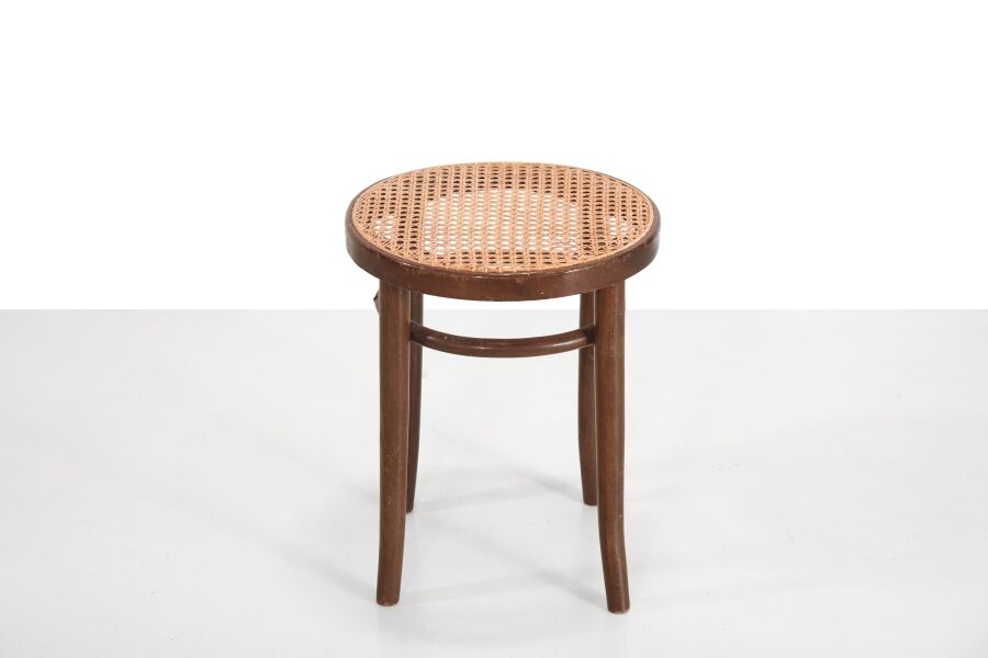 Vintage stool with rattan seat