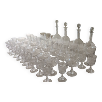 Set of old glasses and carafes cristal saint lambert