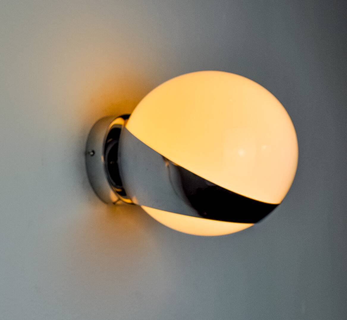 SPACE-AGE WALL LIGHT BY MARCA SL, WHITE OPALINE, SPAIN,