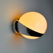 SPACE-AGE WALL LIGHT BY MARCA SL, WHITE OPALINE, SPAIN,