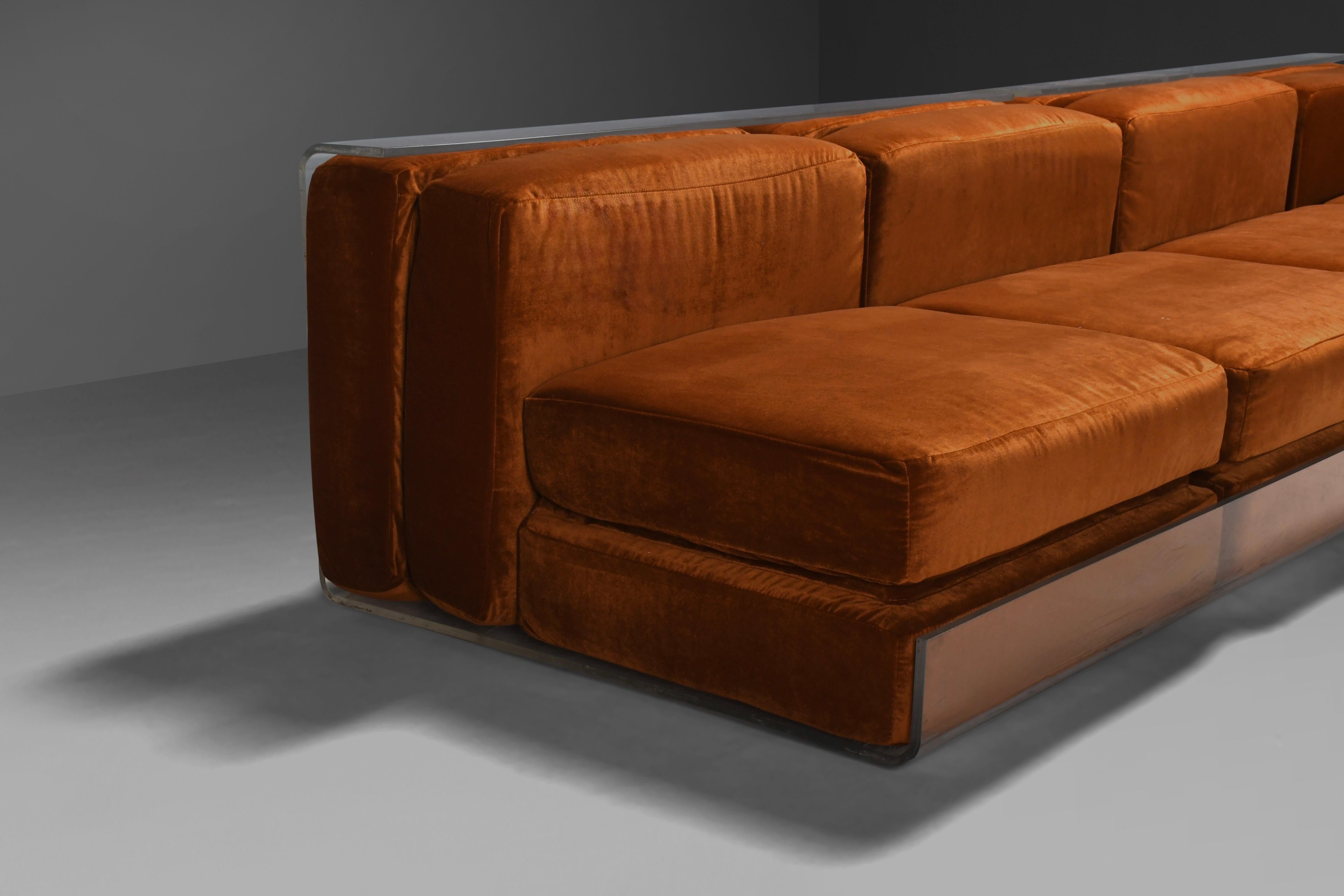 Rare modular Lucite canapé by Roberto Monsani for Acerbis, Italy 1975