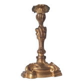Antique 19th-century solid gilded bronze candlestick in the Louis XV style.