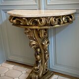 Carved wooden and marble console