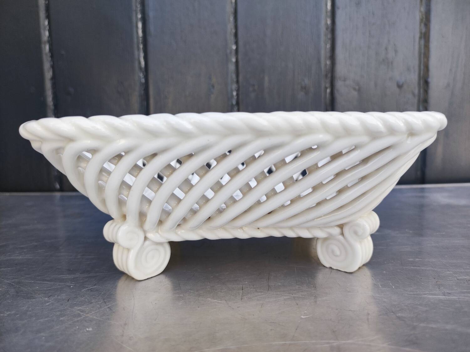 Vintage basket, woven ceramic fruit bowl