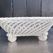 Corbeille vintage, coupe à fruits en céramique tressée