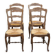Set of 4 vintage BAUMANN chairs in oak and straw – Authentic