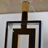 France 1970s - Vintage lamp with a chrome base and shade featuring Asian decor.