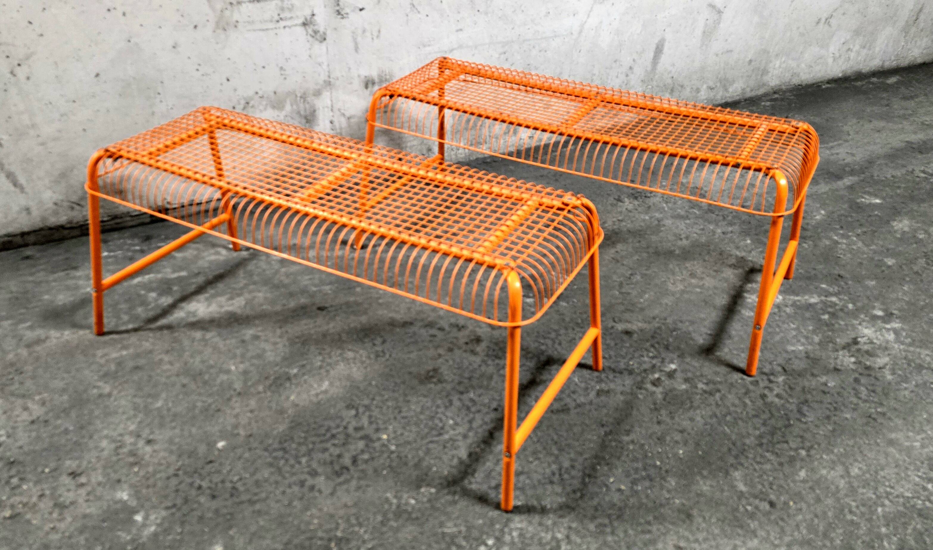 Bench - vintage stool, mesh Ikea Västerön in orange
