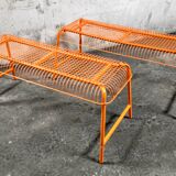 Bench - vintage stool, mesh Ikea Västerön in orange