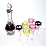 Carafe et 6 verres à liqueur Saint-Louis Bristol Joseph overlay cristal doublé